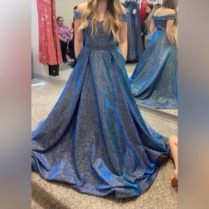 blue sparkly prom dress